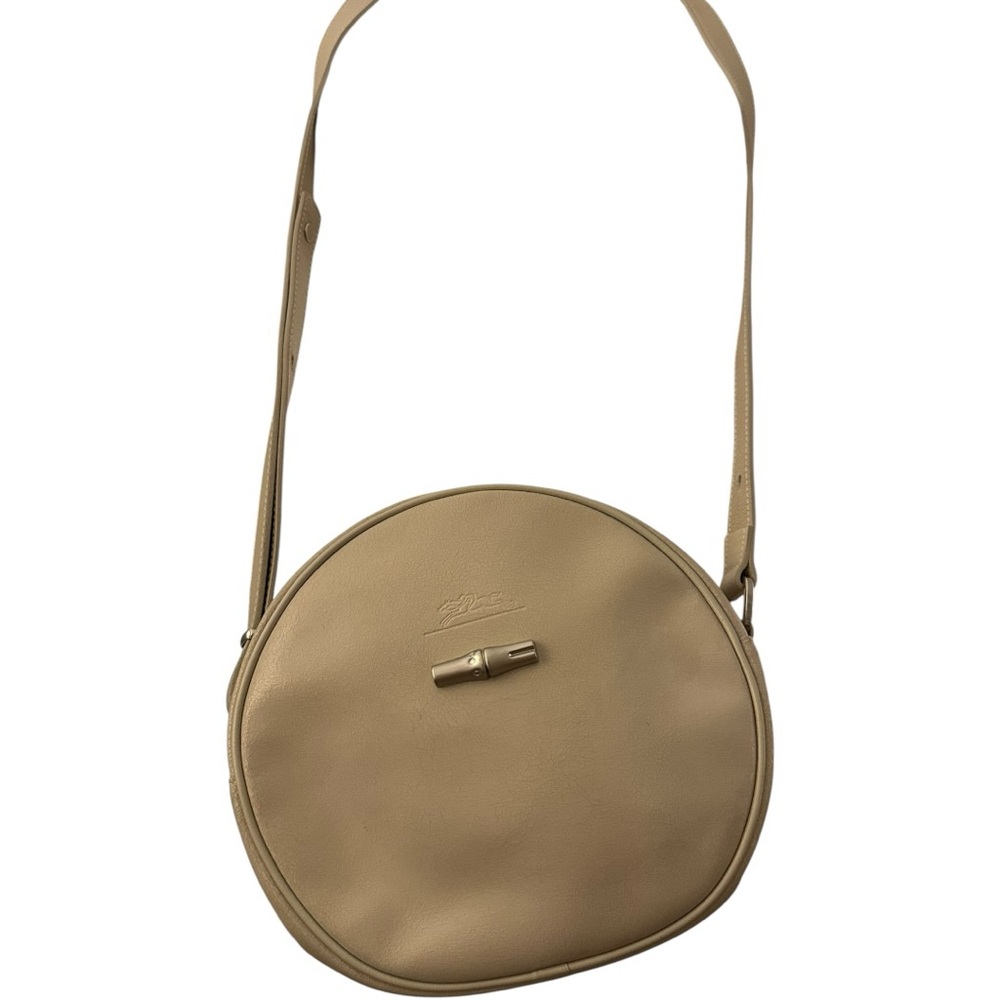 Longchamp Cream Leather Crossbody Bag with Minimalist Design